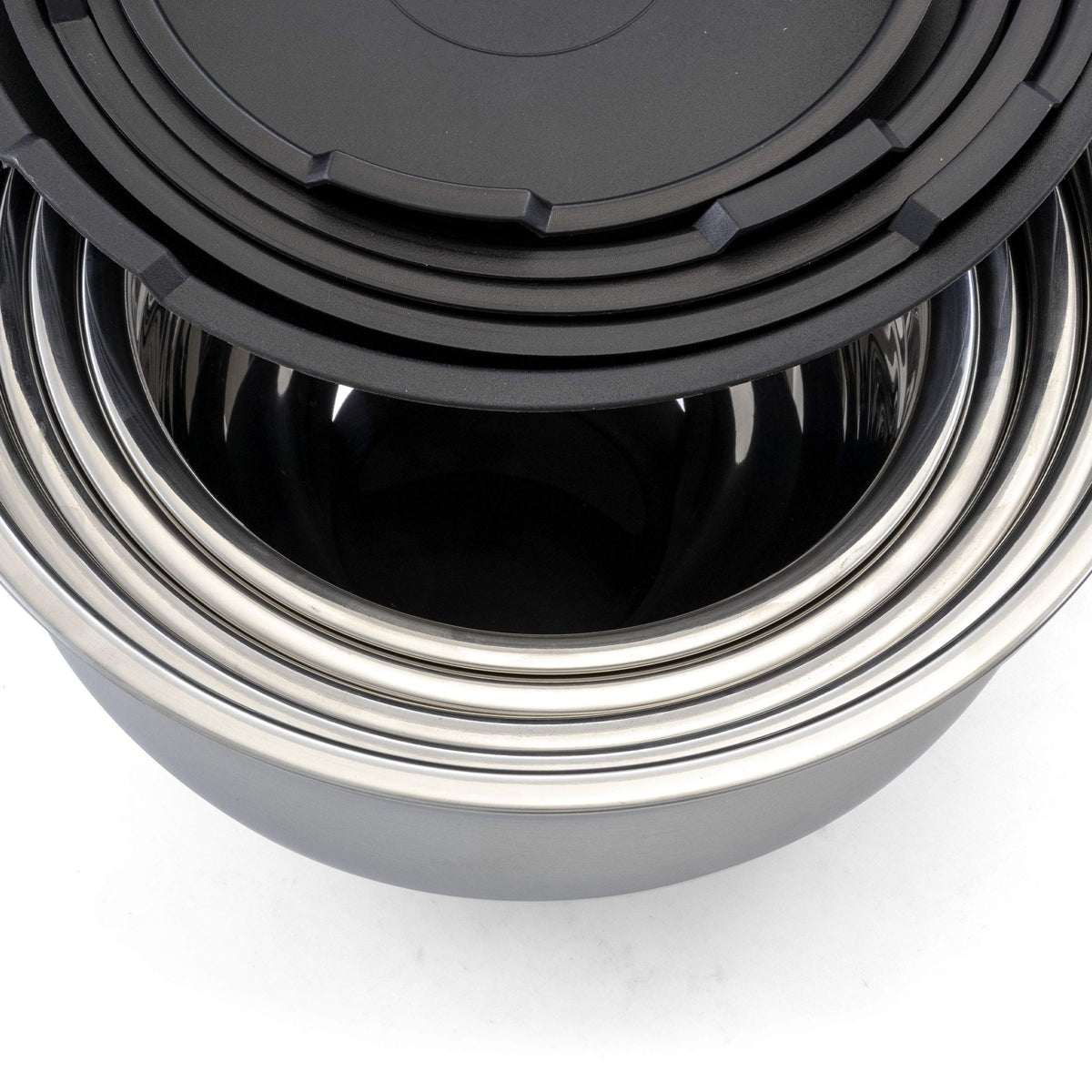 Stainless Steel Mixing Bowls with Lids, 5-Piece Stackable Set, 1.5 to 6 Qt, by MegaChef