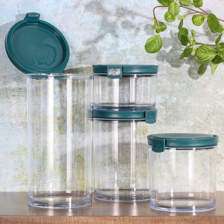 Spice by Tia Mowry Spicy Thyme 4 Piece Plastic Storage Set in Teal