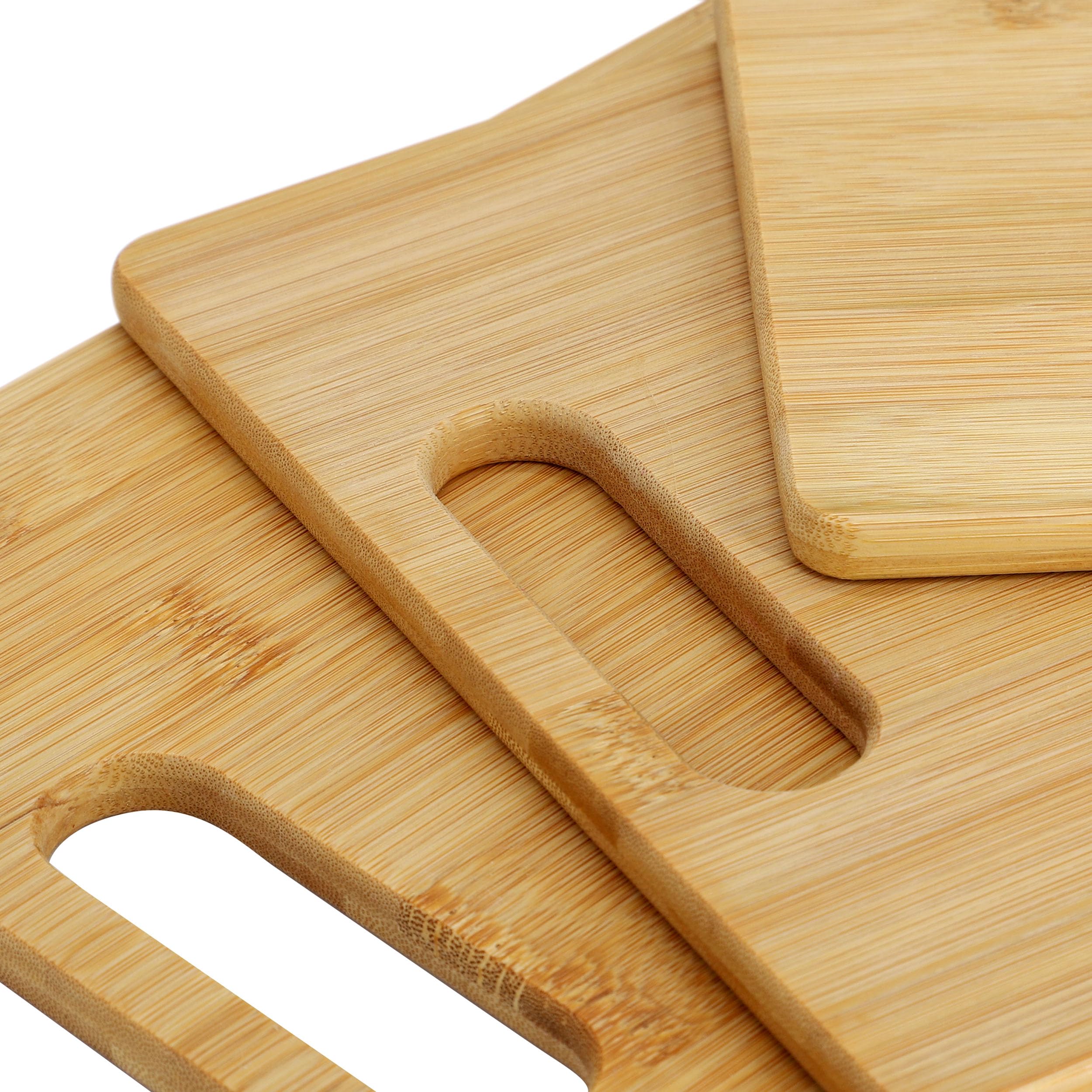 Elama 3-Piece Bamboo Cutting & Charcuterie Board Set – 8", 11" & 13" Wood Prep, Serving & Cheese Boards, Eco-Friendly Bamboo