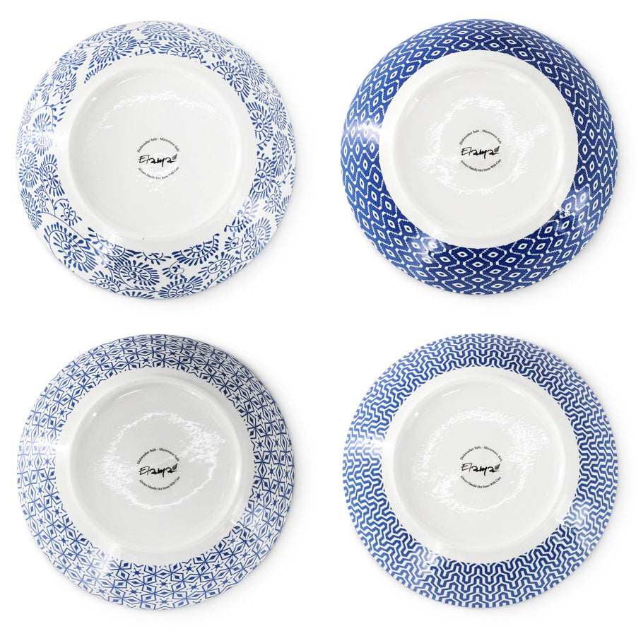 Elama Aurora 16 Piece Double Bowl Porcelain Dinnerware Set in Blue