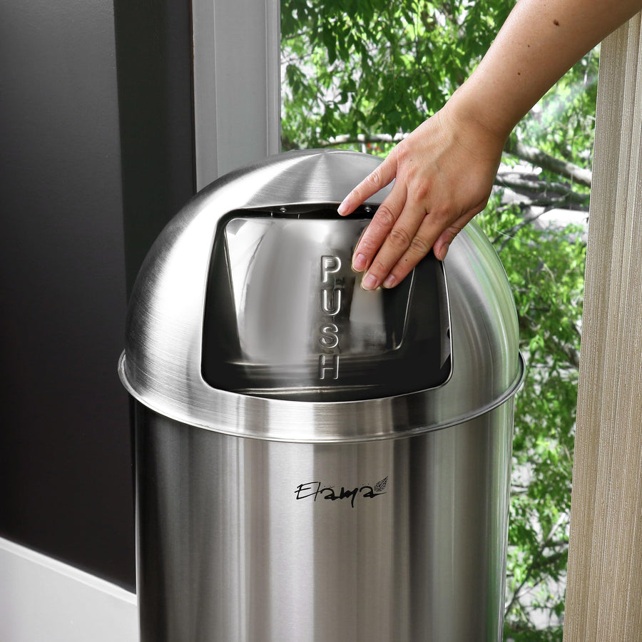Elama Stainless Steel Step Trash Can, 13 Gallon, Matte Silver