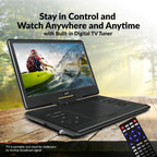 SuperSonic SC-2514 14 in Portable Swivel DVD Player with Built-In TV Tuner, USB, SD and Car Charger - Black