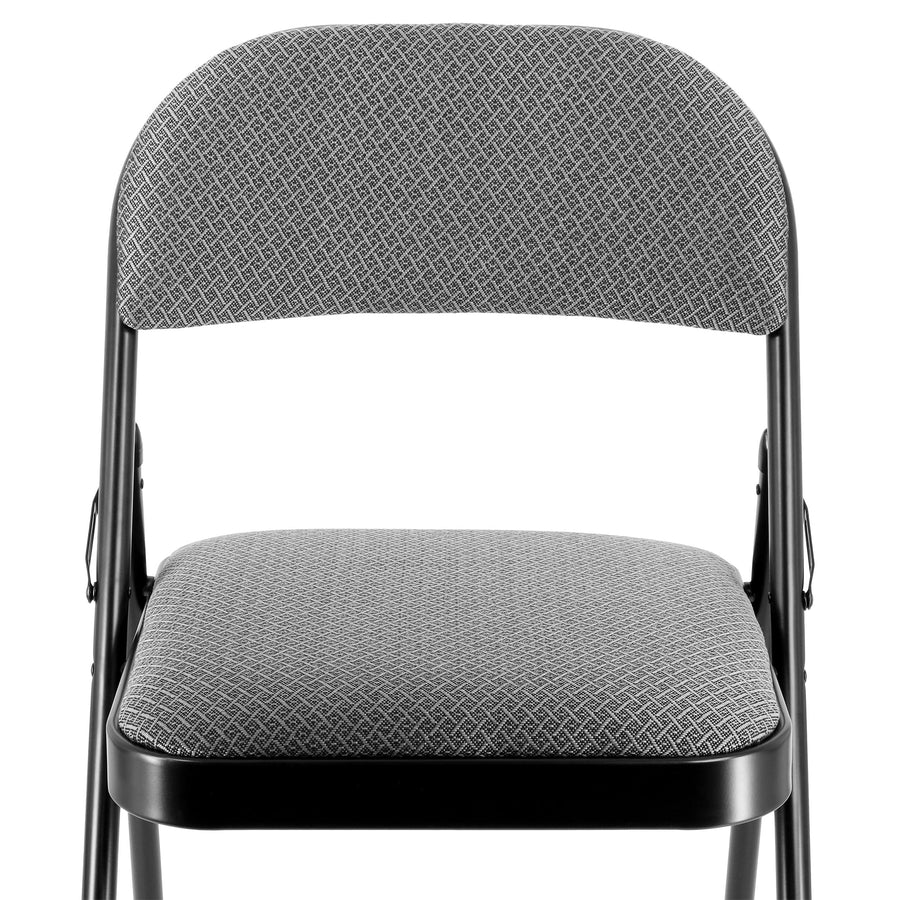 Elama 4-Piece Metal Folding Dinner Chairs, Padded Seats & Carry Handle, Indoor/Outdoor, Gray (Set of 4)
