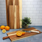 Elama 3-Piece Acacia Wood Charcuterie Cheese Board Set – Rustic Serving Trays with Handles