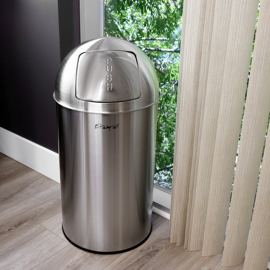 Elama Stainless Steel Step Trash Can, 13 Gallon, Matte Silver