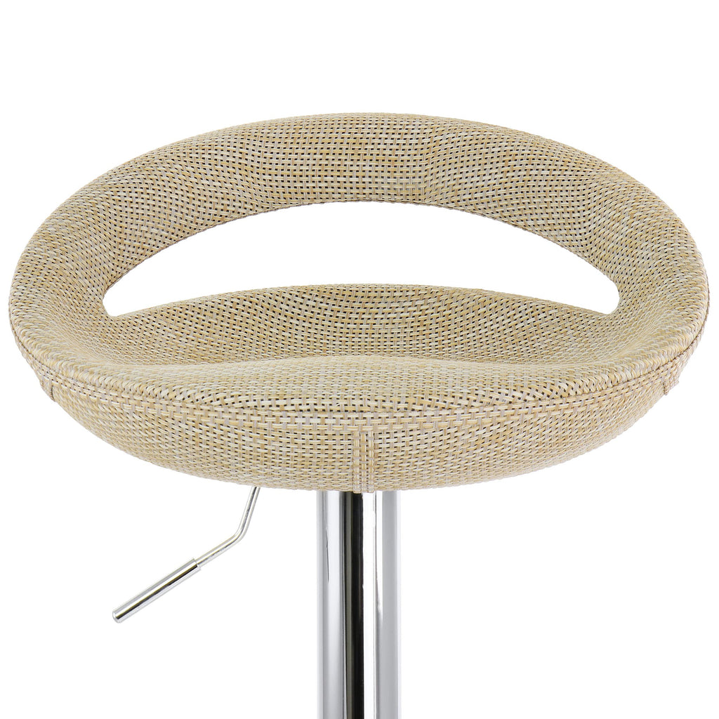 Elama Adjustable Rattan Bar Stool Set of 2 – Tan with Chrome Base (ELM-905)