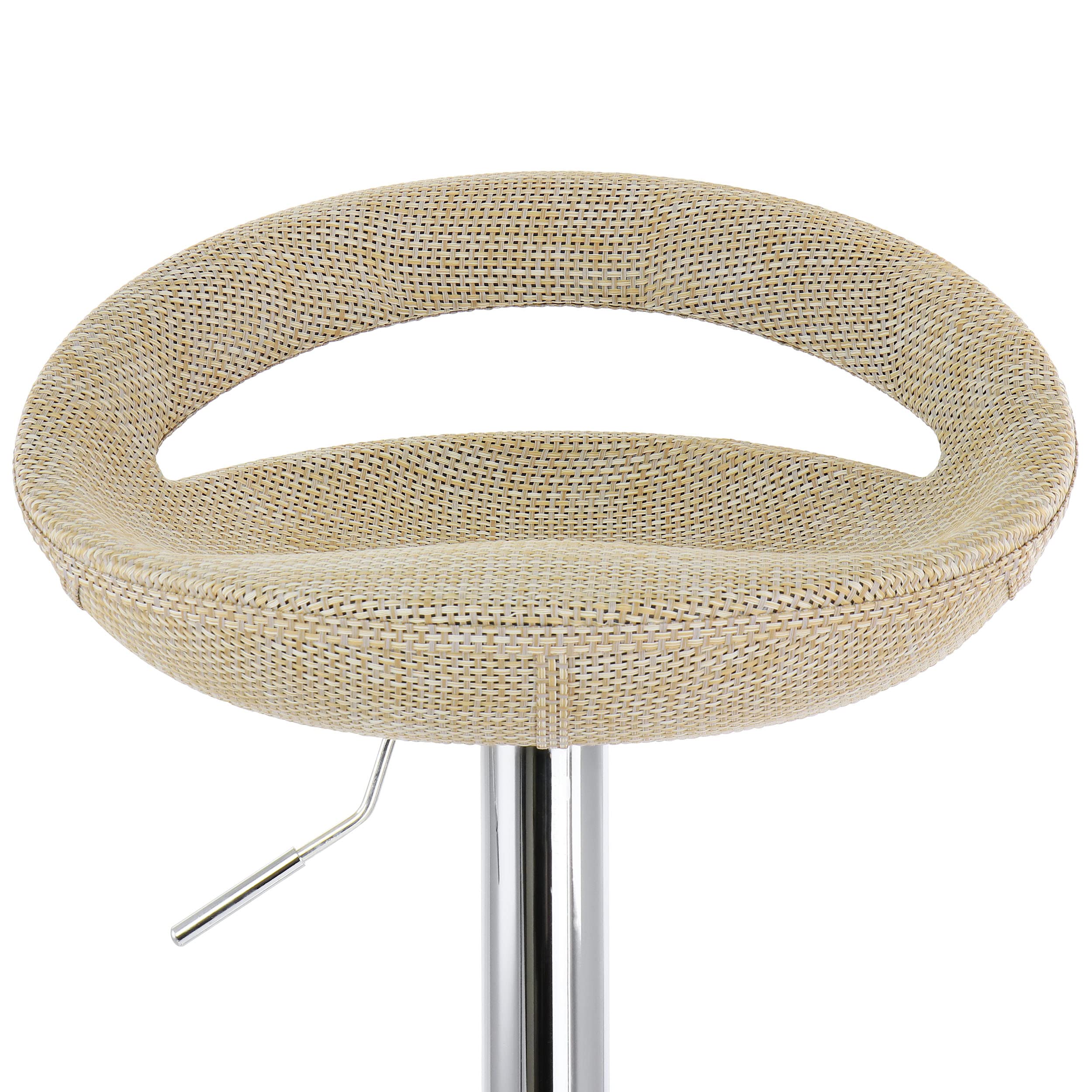 Elama Adjustable Rattan Bar Stool Set of 2 – Tan with Chrome Base (ELM-905)