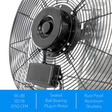 Vie Air 20 Inch Shutter Exhaust Fan with Power Cord, Aluminum Blades, Silver