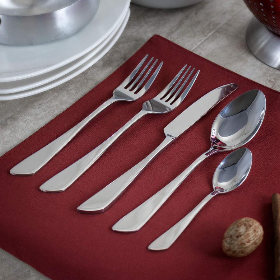 MegaChef Gibbous 20-Piece Stainless Steel Flatware Set, Service for 4, Silver