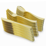Elama 150-Piece Disposable Plastic Dinnerware Party Set for 25 Guests, White with Gold Trim, Plates Cups & Cutlery