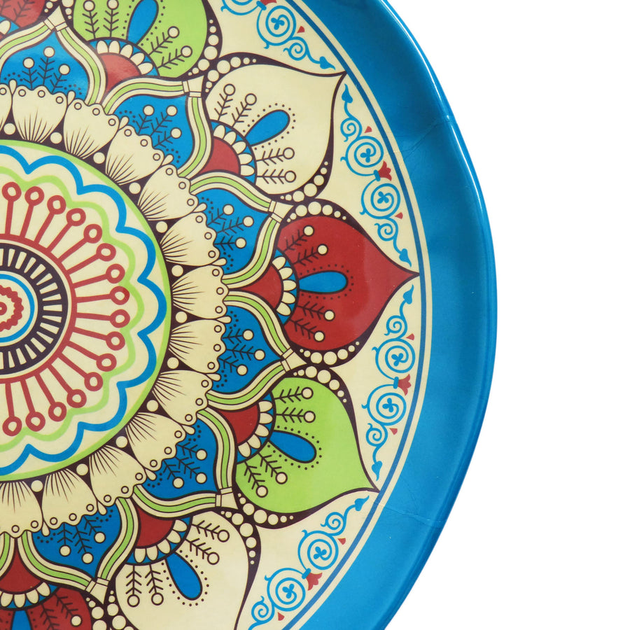 Elama Camilla 12-Piece Melamine Dinnerware Set, Service for 4, Multicolor Mandala, 11 in Dinner Plates, Shatter-Resistant, Indoor and Outdoor