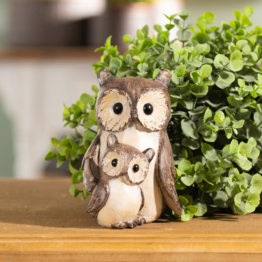 Woodland Owl with Baby Figurine (Set of 4)