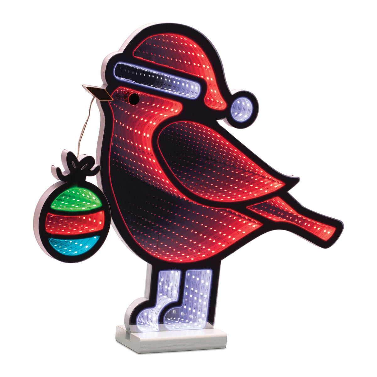 Cardinal Bird Infinity Light - Red Green and White LED EkkoLight Display, 15.75 in Plug-In Acrylic Christmas Decor