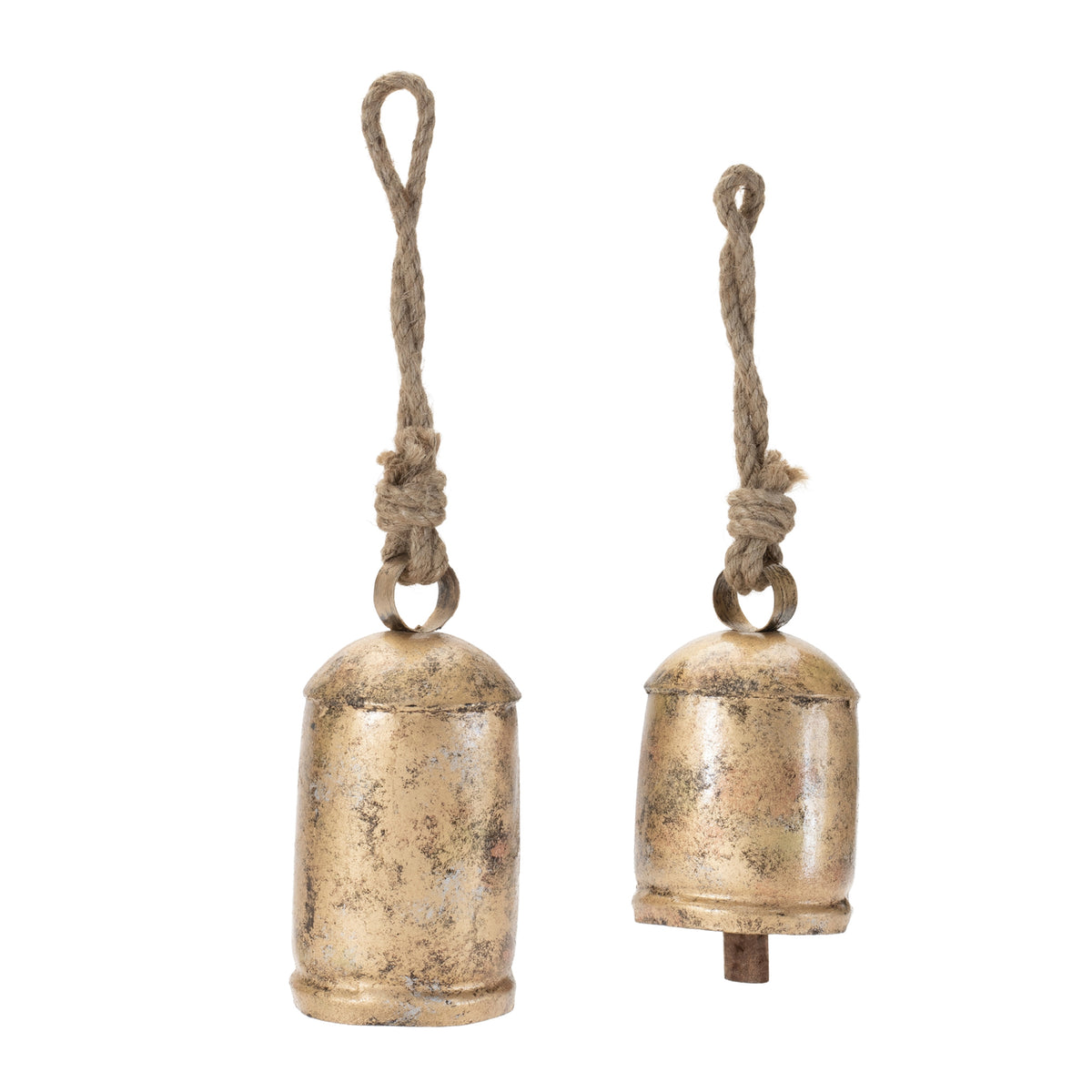 Distressed Gold Cone Bell Christmas Ornaments, single ornament with hanger, Christmas tree decoration