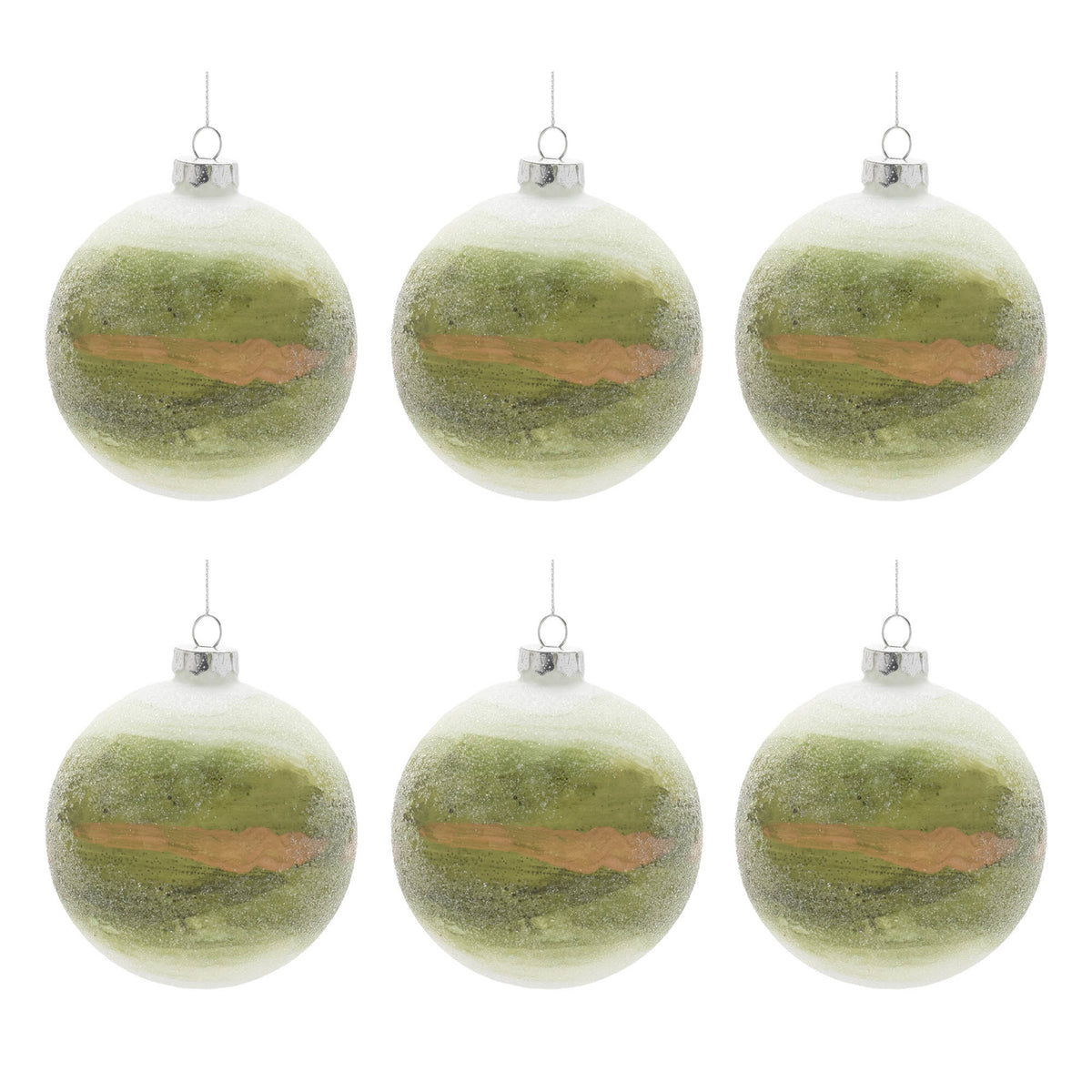 Beaded Glass Ball Ornament Set of 6 product photo 5