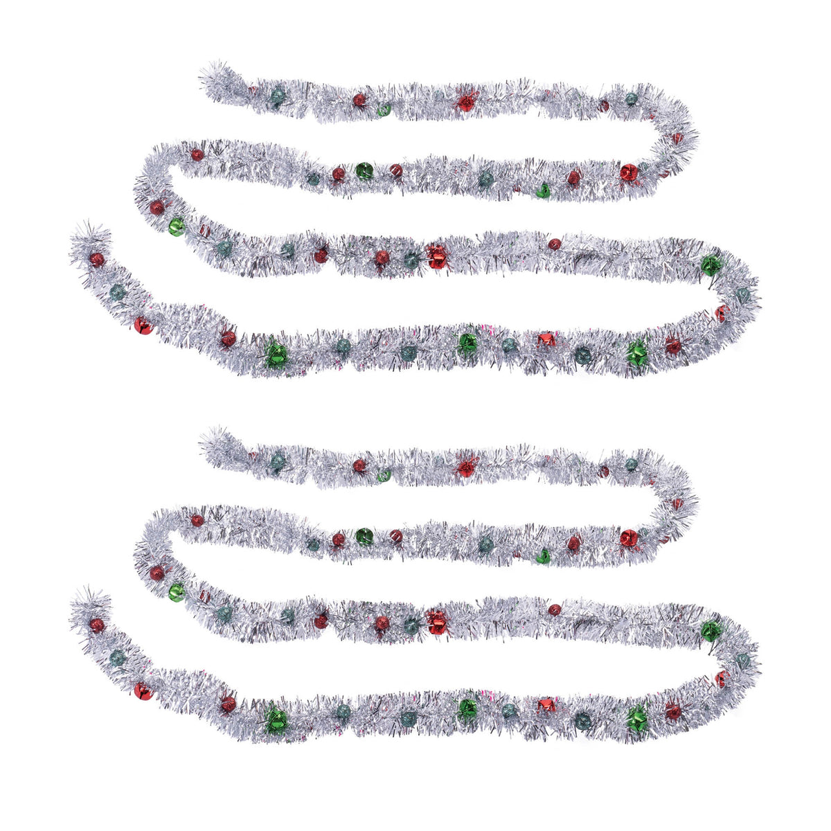 Tinsel Sleigh Bell Ornament Garland (Set of 2)