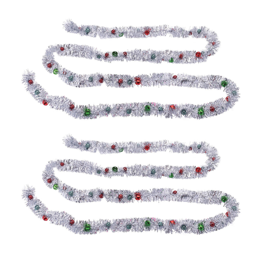 Tinsel Sleigh Bell Ornament Garland (Set of 2)