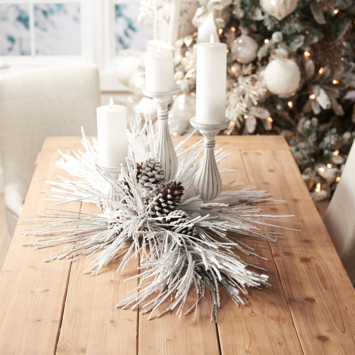 Flocked Long Needle Pine Spray (Set of 2)
