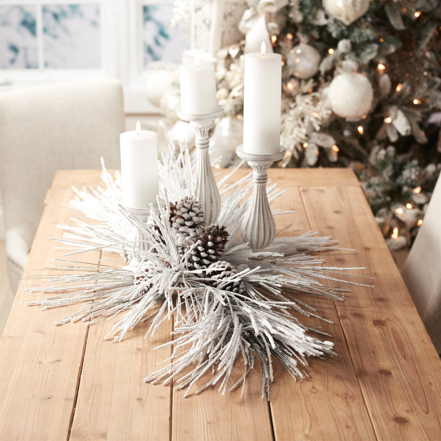 Flocked Long Needle Pine Spray (Set of 2)
