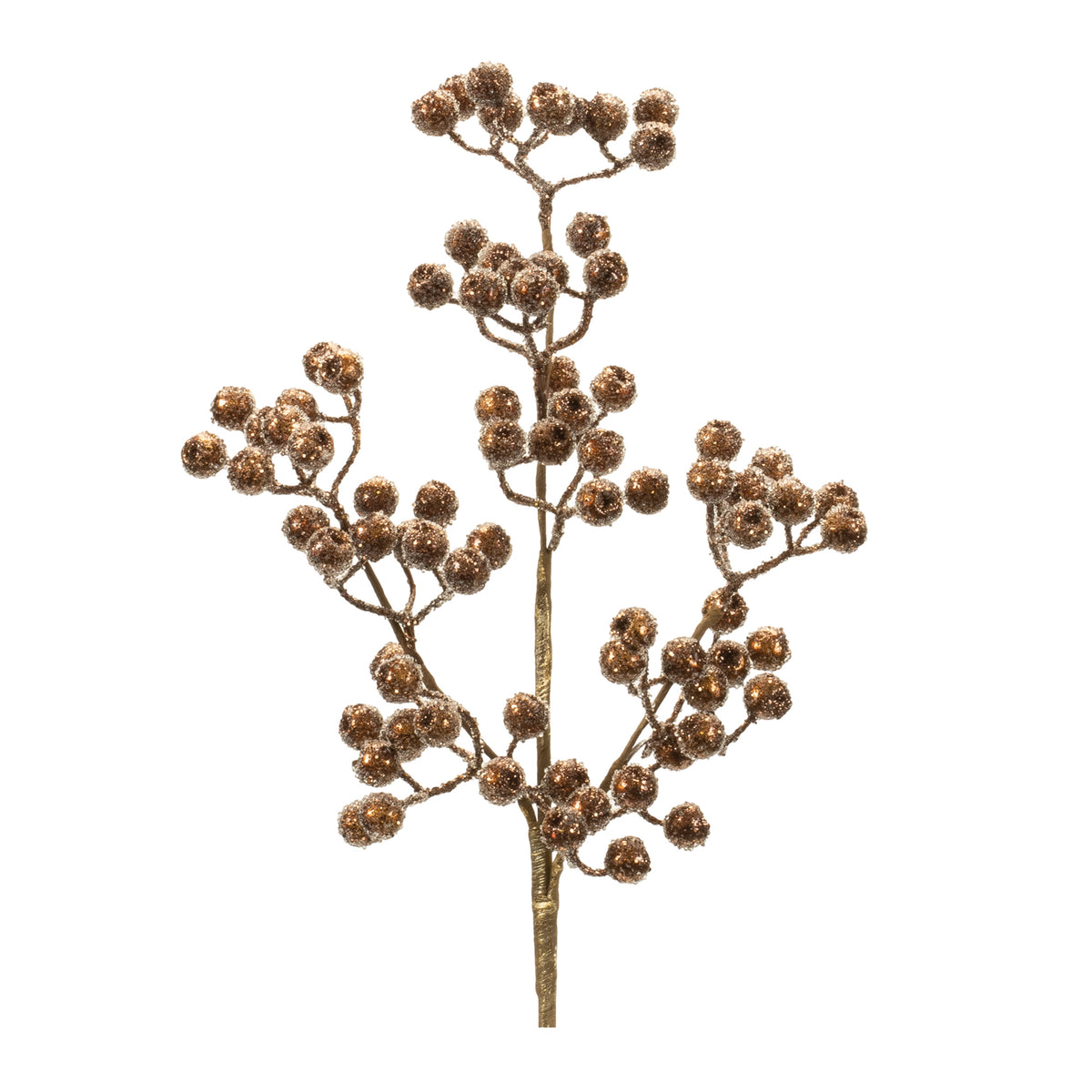 gold glittered beaded berry spray with round berries for Christmas wreath and garland