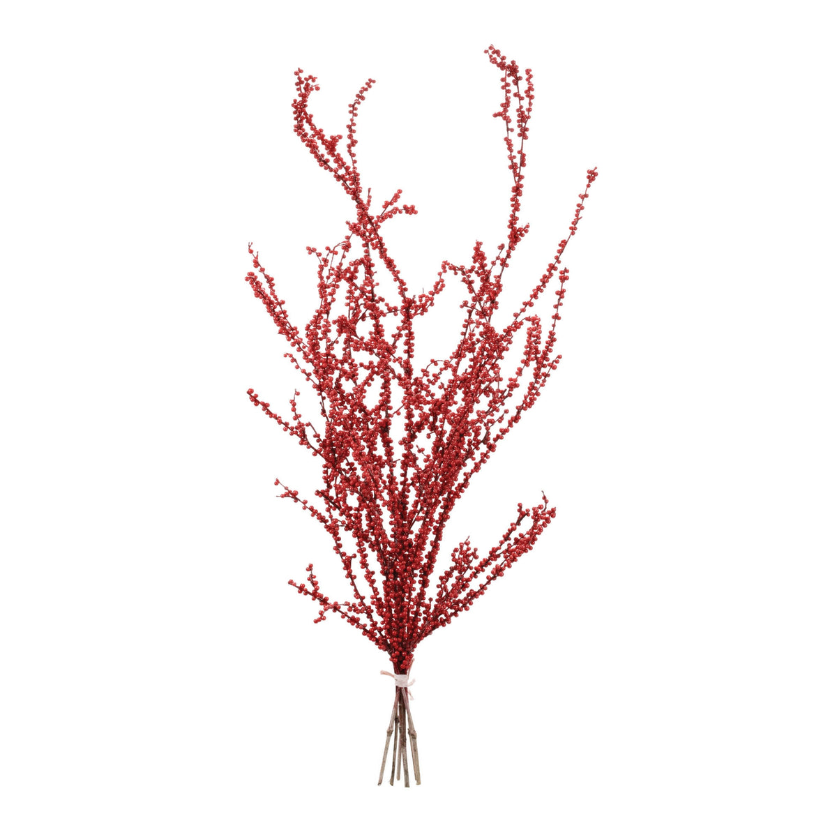 Berry Twig Bundle Set of 2 - Red and Brown Styrofoam and Plastic, 35 in Wired Faux Bundles for Wreaths and Pots Christmas Decor