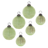 Green ribbed mercury glass ball ornaments product photo 4