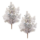 Flocked Pine Berry Spray (Set of 2)