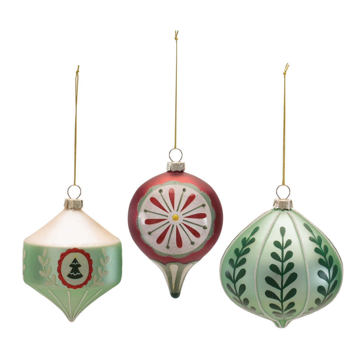 Retro Glass Christmas Ornaments, single ornament with hanger, Christmas tree decoration