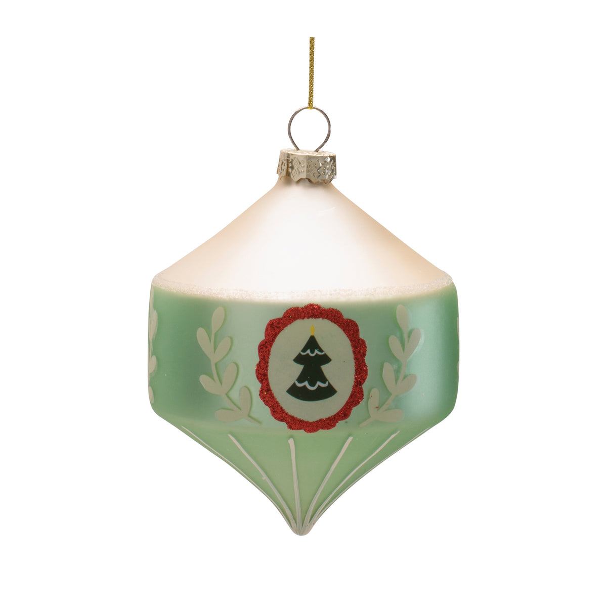 Retro Glass Christmas Ornaments, close-up of one design showing finish and detail