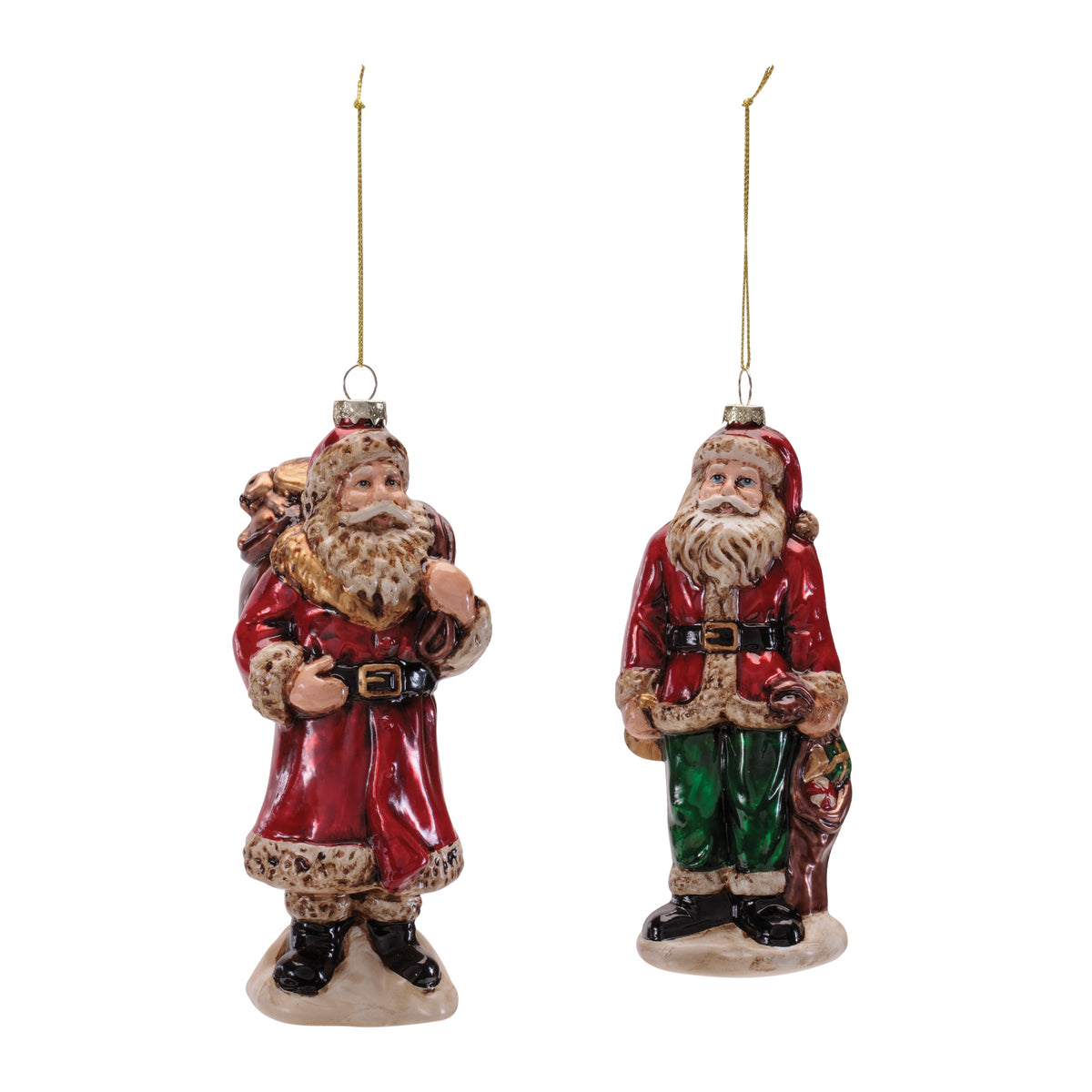 Glass Santa Christmas Ornaments, single ornament with hanger, Christmas tree decoration