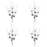 Blue Jingle Bell Stems, set of 4 shown together, artificial Christmas stems for vases, trees and wreaths