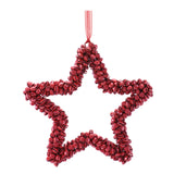 Red Iron Bell Star Christmas Ornaments, close-up of the design and finish, Christmas tree ornaments