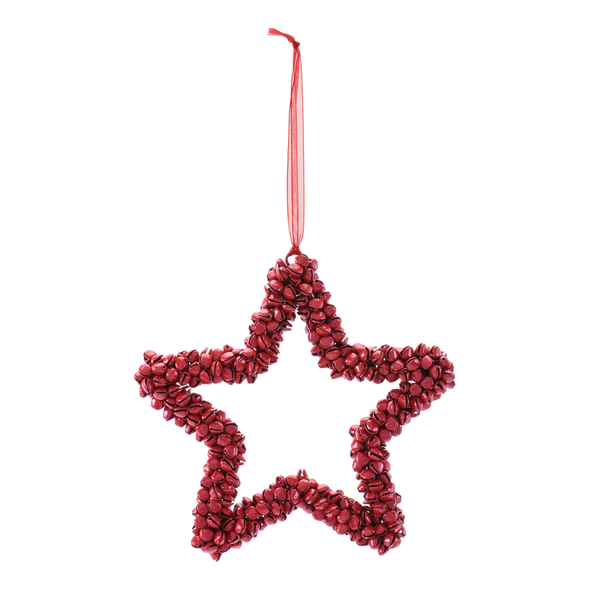 Red Iron Bell Star Christmas Ornaments, single ornament with hanger, Christmas tree decoration