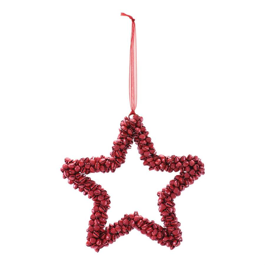 Red Iron Bell Star Christmas Ornaments, single ornament with hanger, Christmas tree decoration