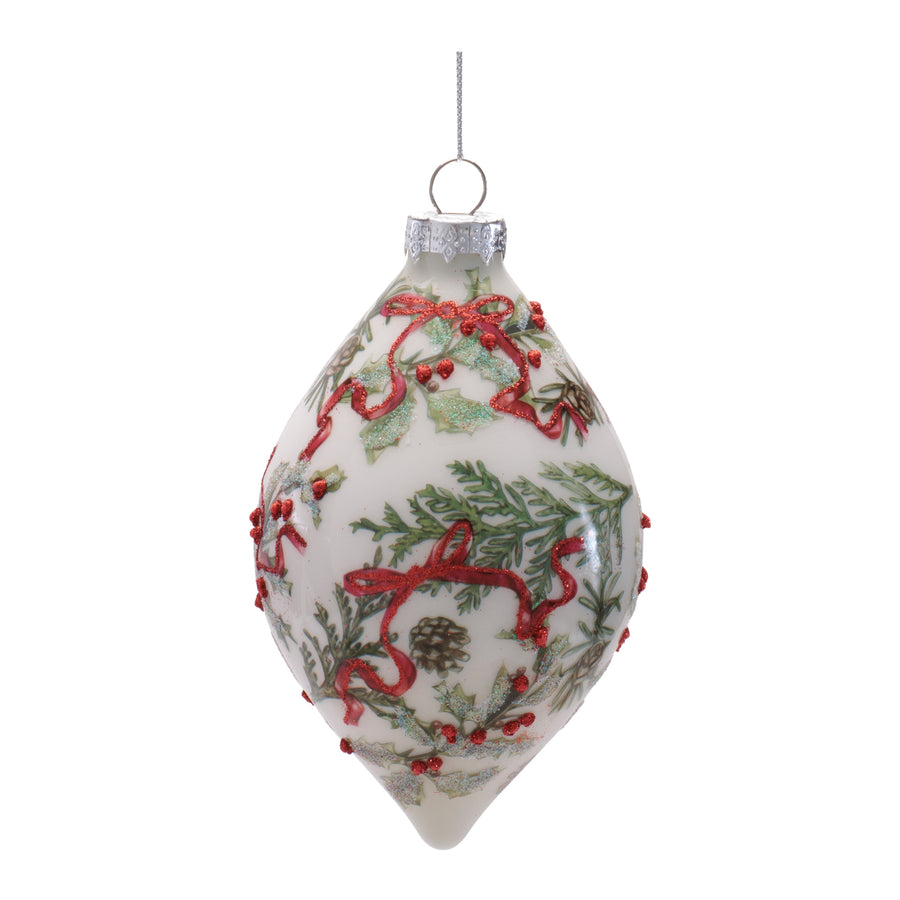 Botanical Glass Christmas Ornaments, close-up of one design showing finish and detail