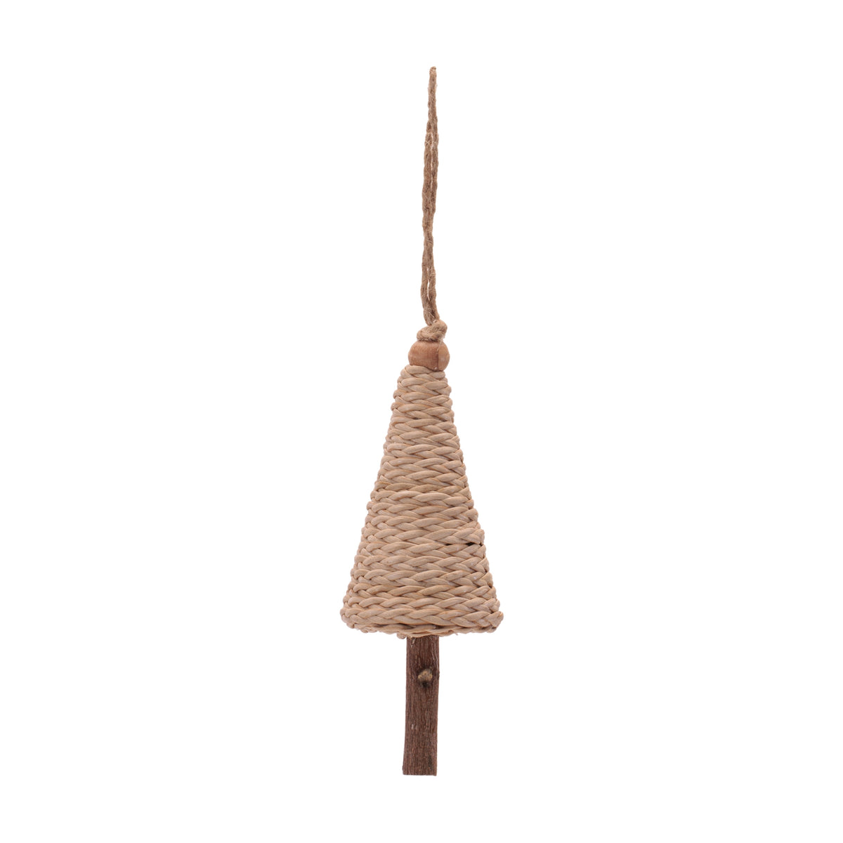 Woven Cone Tree Christmas Ornaments, close-up of one design showing finish and detail