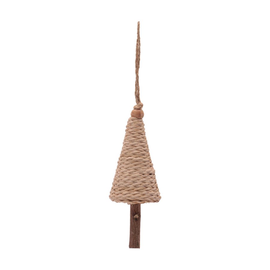 Woven Cone Tree Christmas Ornaments, close-up of one design showing finish and detail