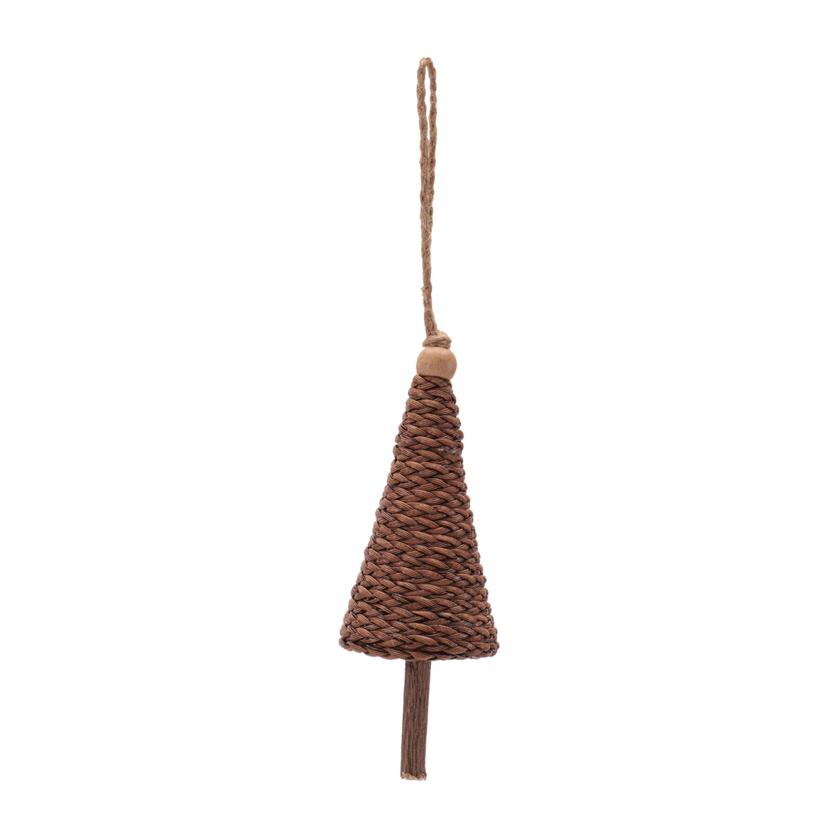Woven Cone Tree Christmas Ornaments, close-up of one design showing finish and detail