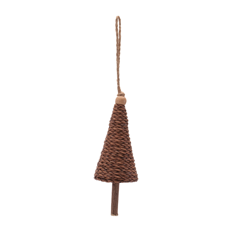 Woven Cone Tree Christmas Ornaments, close-up of one design showing finish and detail