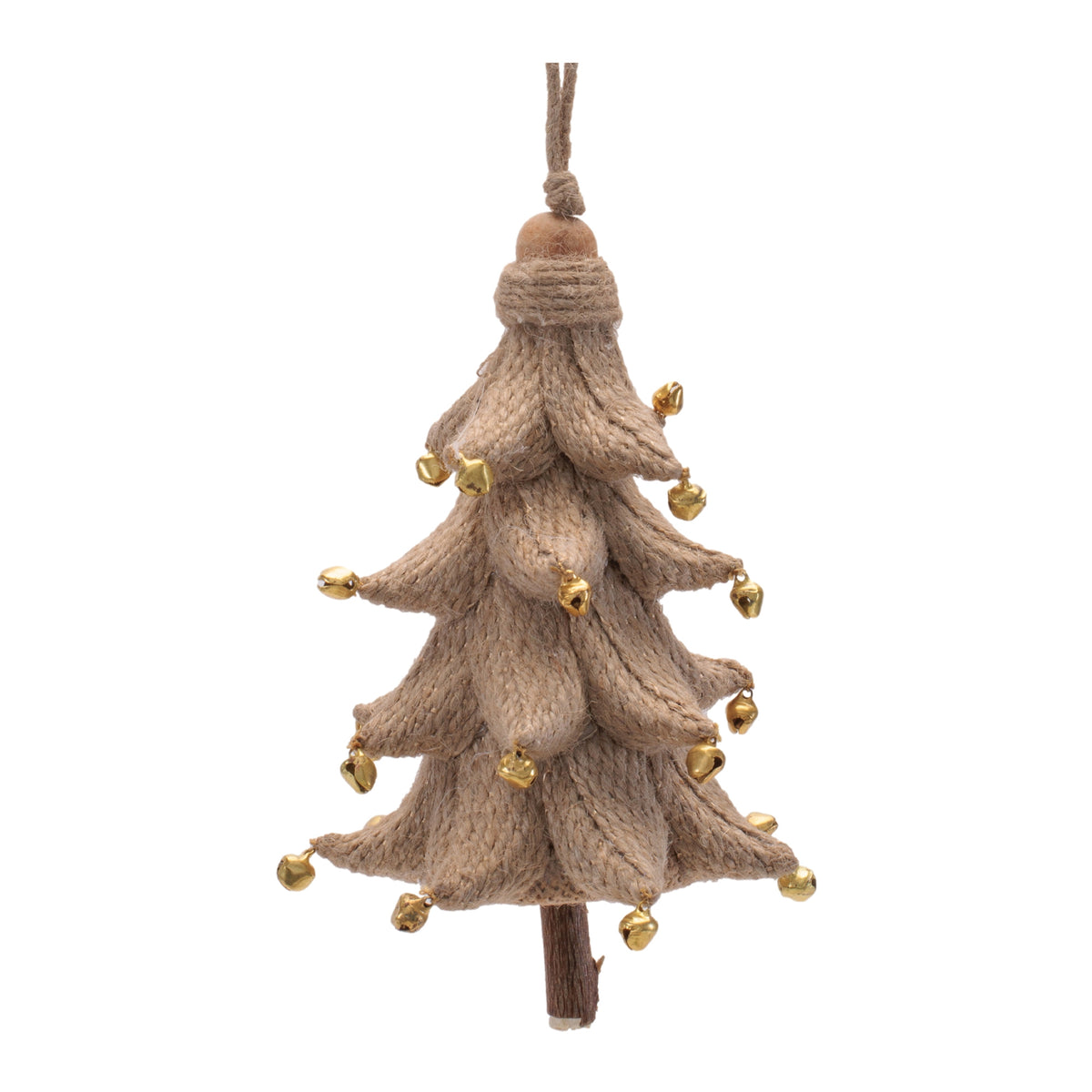 Jute Wrapped Cone Tree Christmas Ornaments, close-up of the design and finish, Christmas tree ornaments