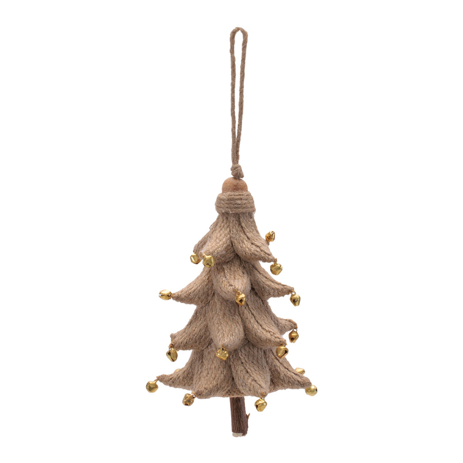 Jute Wrapped Cone Tree Christmas Ornaments, single ornament with hanger, Christmas tree decoration
