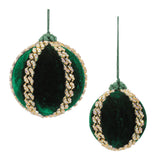 Green Velvet Ball Christmas Ornaments, close-up of the design and finish, Christmas tree ornaments