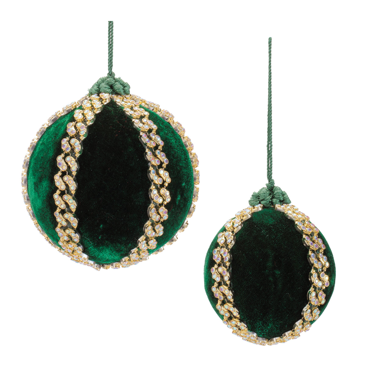 Green Velvet Ball Christmas Ornaments, close-up of the design and finish, Christmas tree ornaments