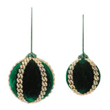 Green Velvet Ball Christmas Ornaments, single ornament with hanger, Christmas tree decoration