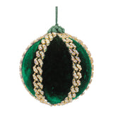 Green Velvet Ball Christmas Ornaments, close-up of one design showing finish and detail