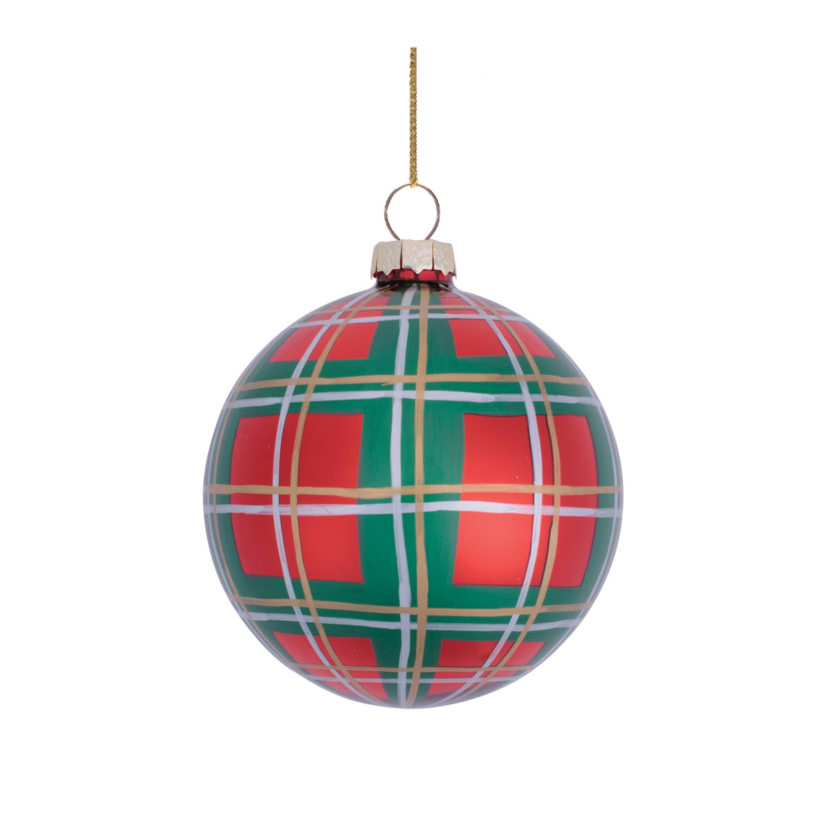 Glass Plaid Ball Christmas Ornaments, close-up of the design and finish, Christmas tree ornaments