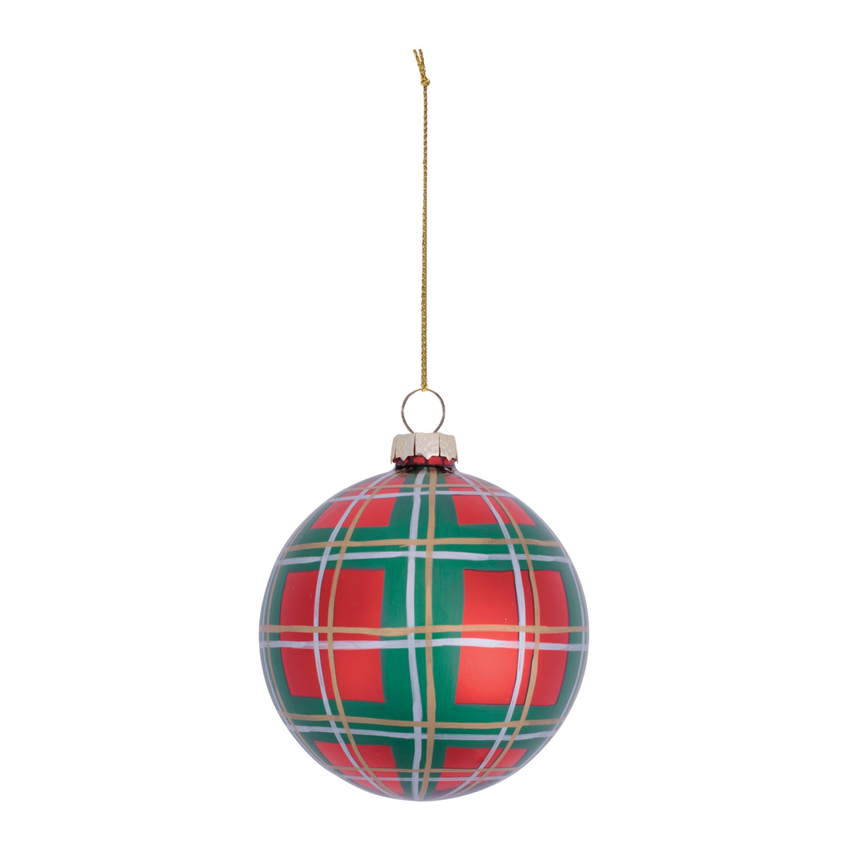 Glass Plaid Ball Christmas Ornaments, single ornament with hanger, Christmas tree decoration