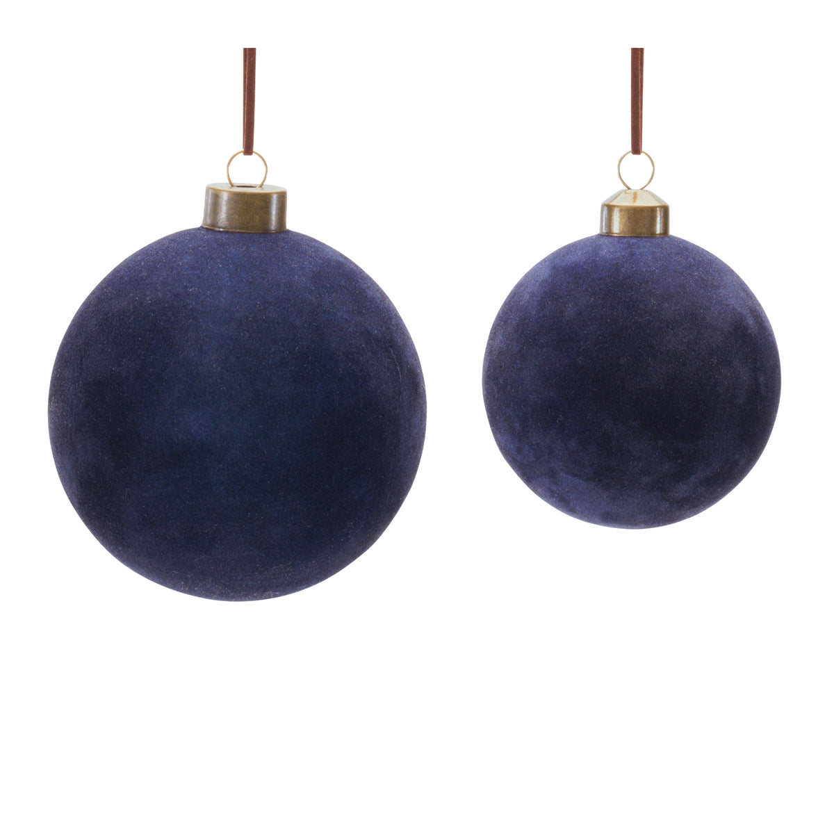 Set of 12 navy velvet glass ball Christmas ornaments in two sizes