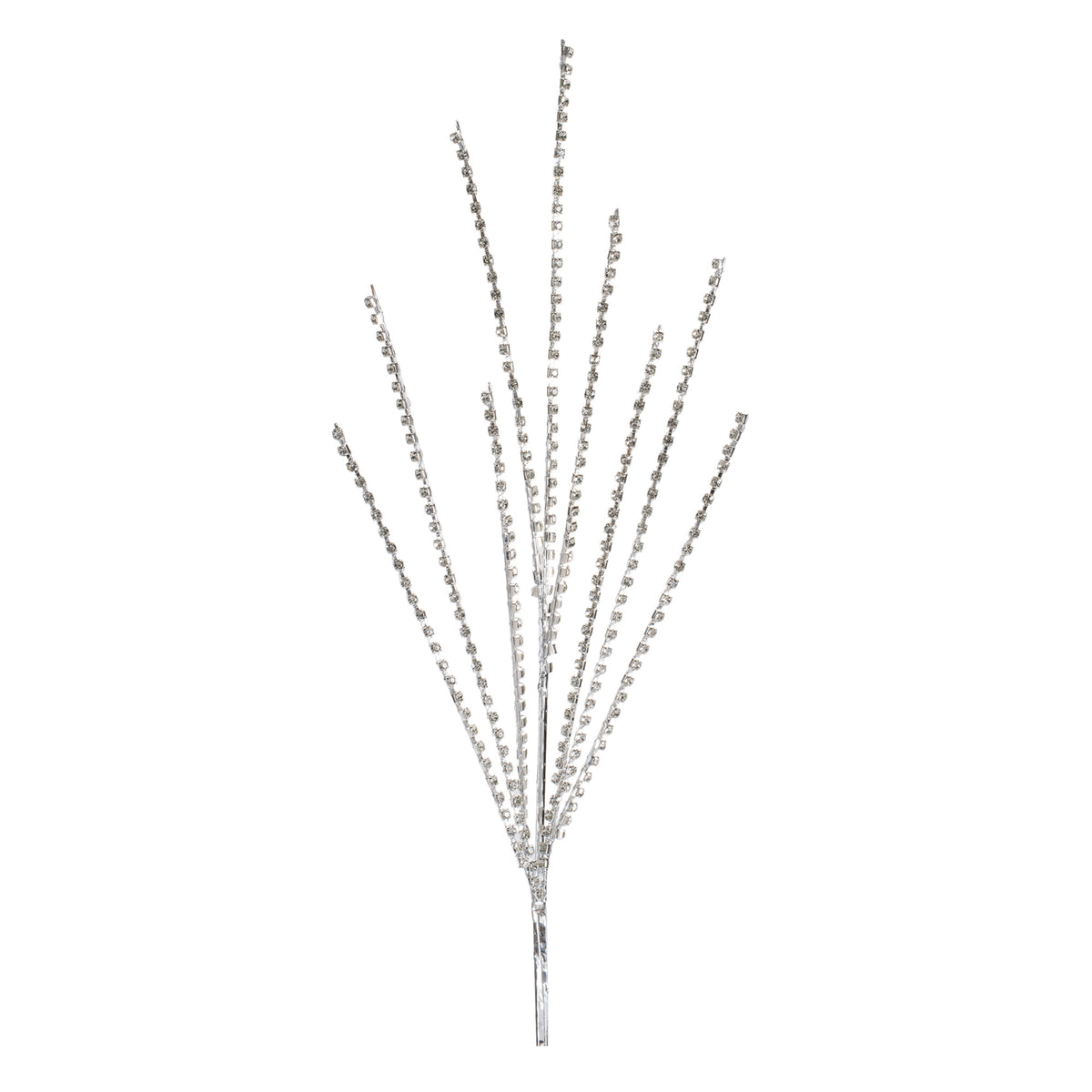 Set of 2 silver acrylic bead sprays with fanned faceted bead strands for Christmas vase and tree decor