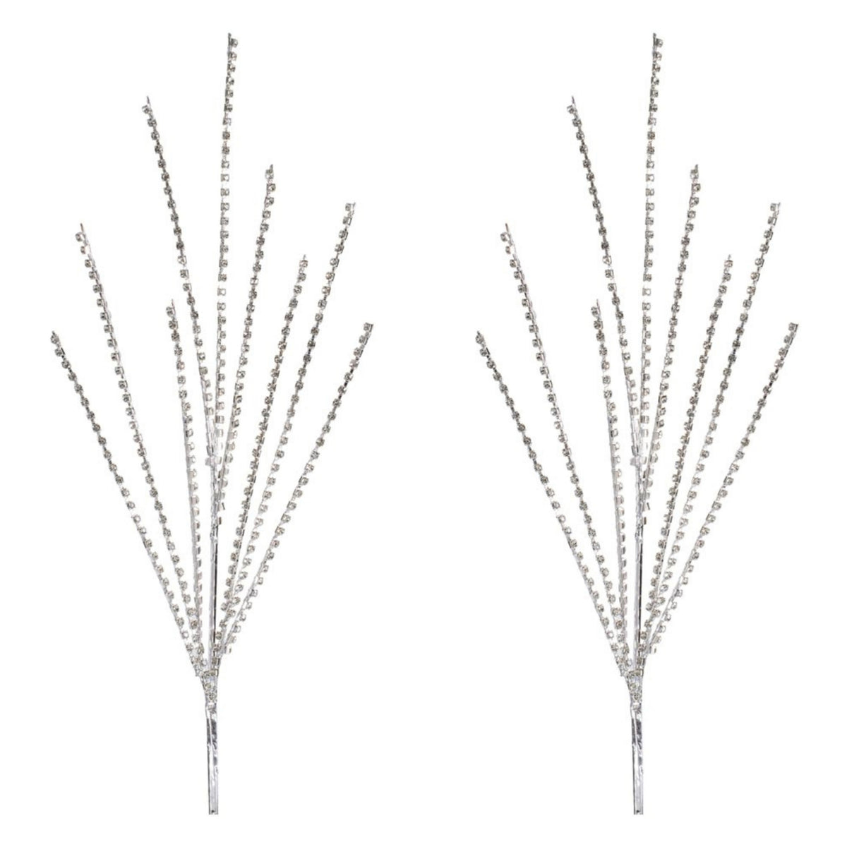Silver Acrylic Bead Spray, set of 2 shown together, artificial Christmas stems for vases, trees and wreaths